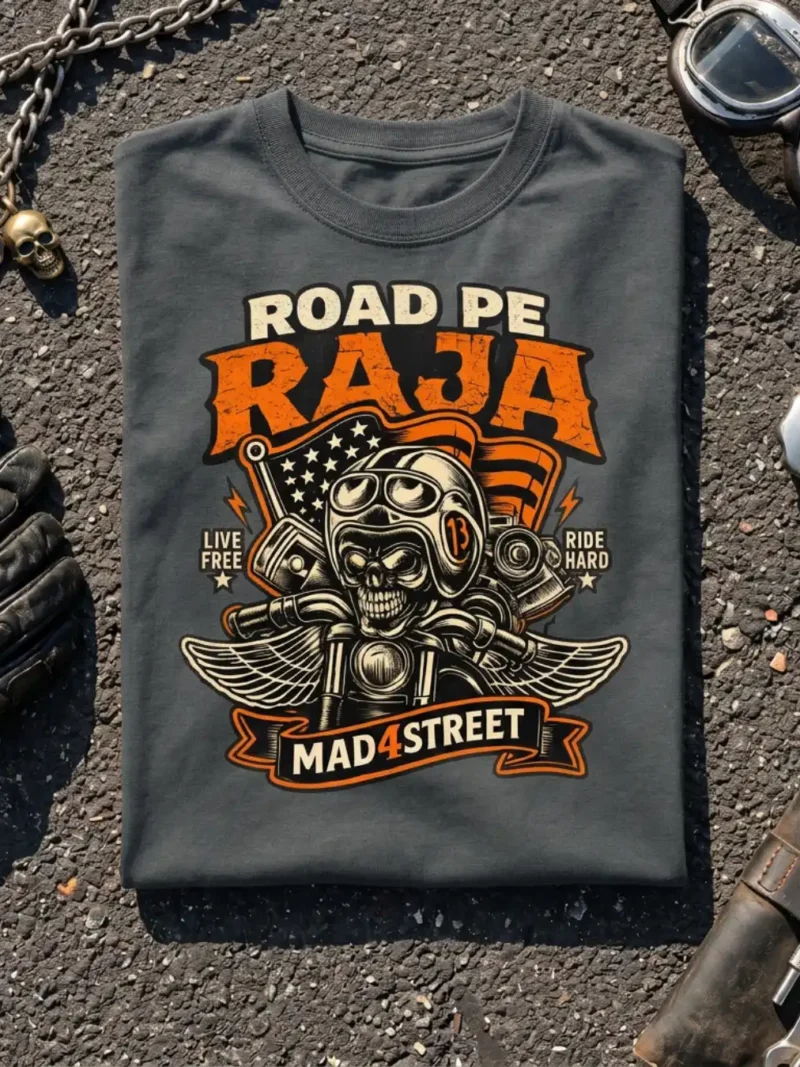 Flat Lay of Road Pe Raja Steel Grey Classic Tee