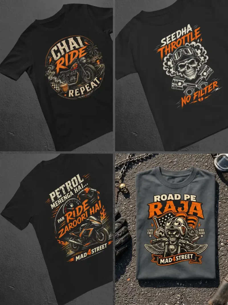 flat lay of M4S Full Throttle Combo tees