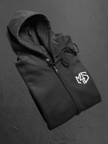 Front Folded Flat lay of Life Set Jab Throttle Set Black Zip Hoodie