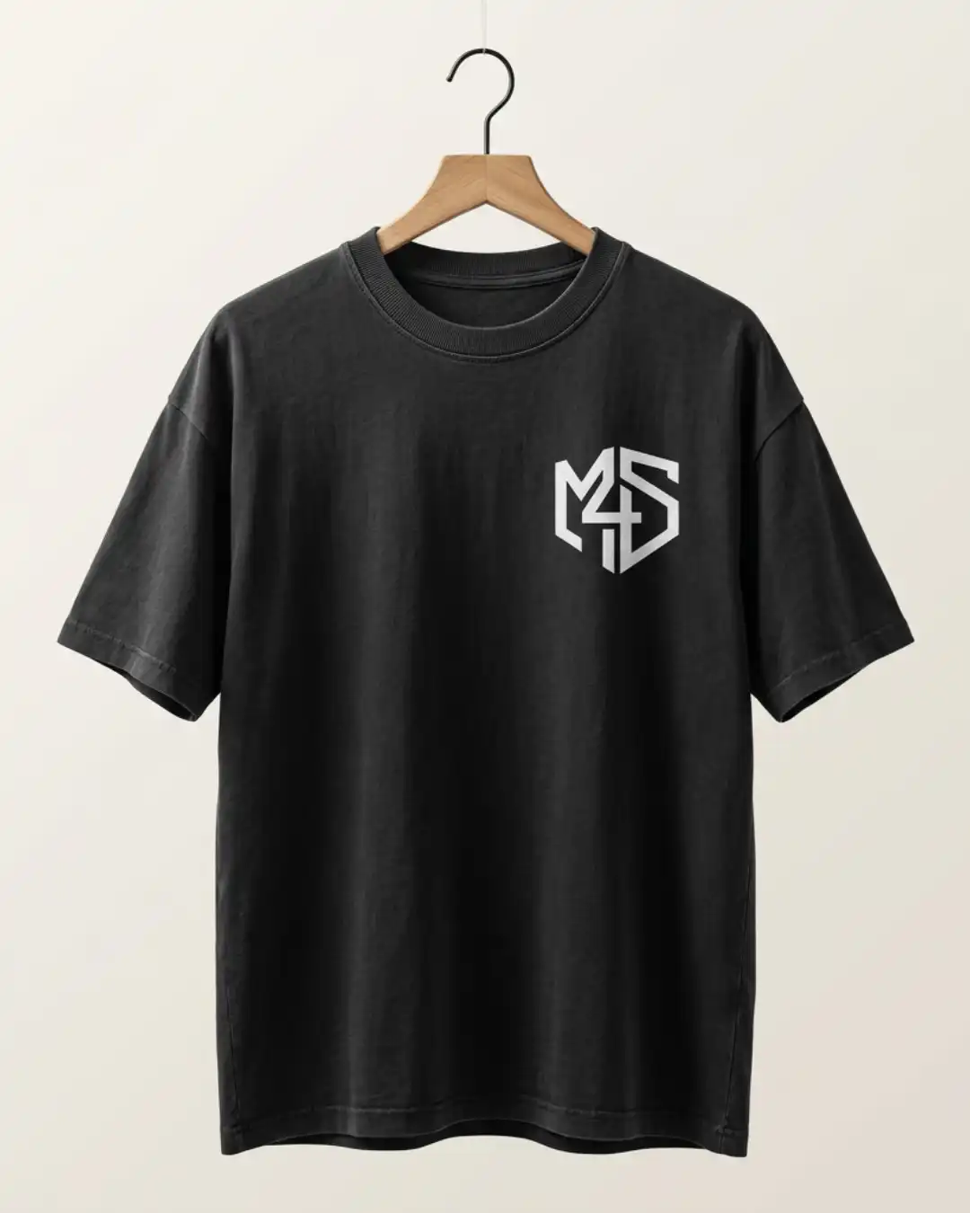 Refuse Autopilot Heavyweight Oversized Tee – Front Front view of the black Refuse Autopilot Heavyweight Oversized Tee showing the M4S Symbol and oversized silhouette