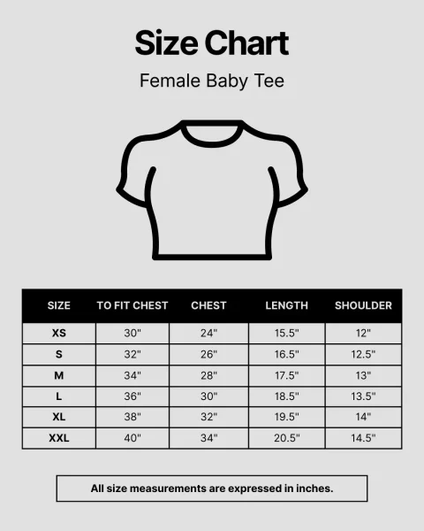 Female Baby Tee Size Chart