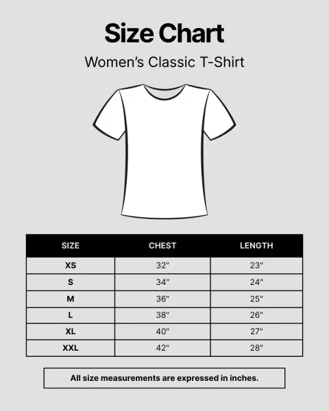 Women Classic Tee Size Chart