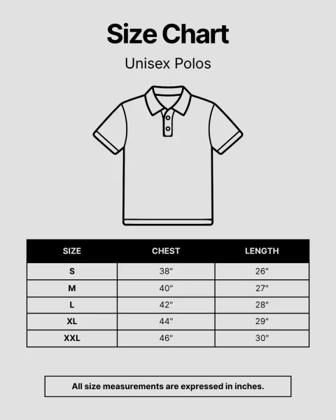 unisex polo size chart