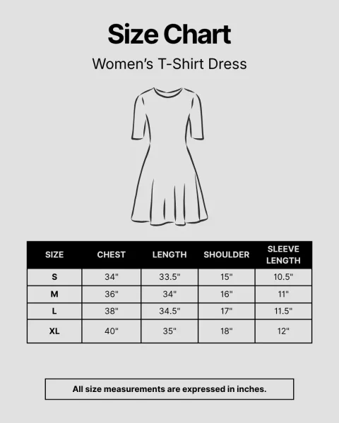 women t-shirt dress size chart